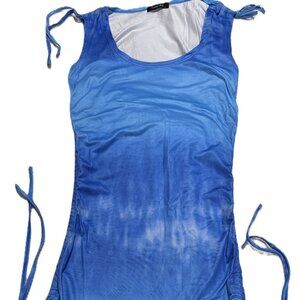Blue Tie Dye Mini Scrunch Dress